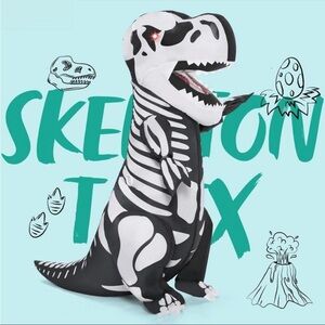 Joyfy Inflatable Skeleton Dinosaur Costume – LED Eyes, 8ft Tall - EUC